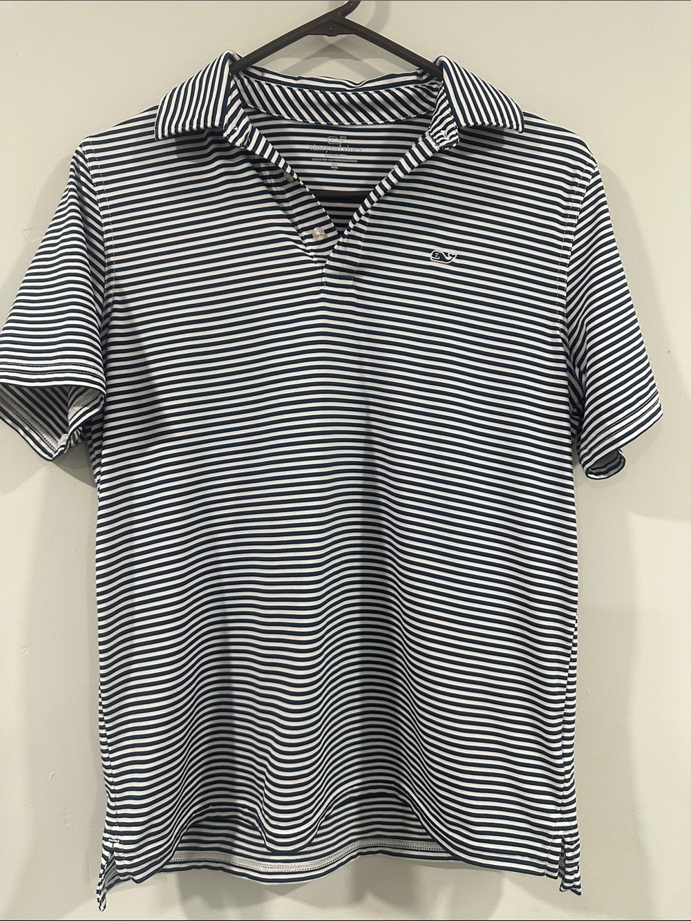 Vineyard Vines sankaty Polo Youth XL Blue Striped Polyester Blend Golf